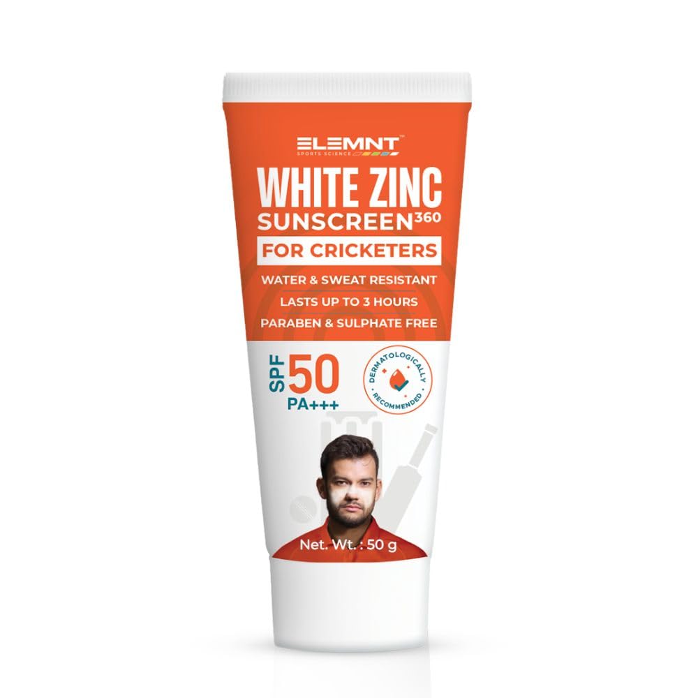 Elemnt White Zinc Sunscreen 360 Formulated For Heavy Sun Exposure, Broad Spectrum Pa+++ Sunscreen Spf 50 For Sportsmen, Crickete
