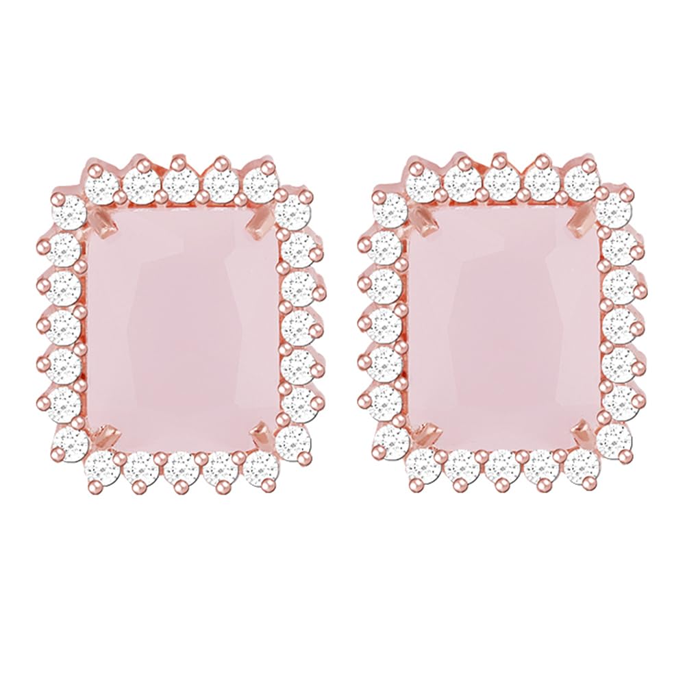 Giva 925 Silver Rose Gold Fairytale Studs| Studs To Gift Women & Girls | With Certificate Of Authenticity And 925 Stamp | 6 Mont