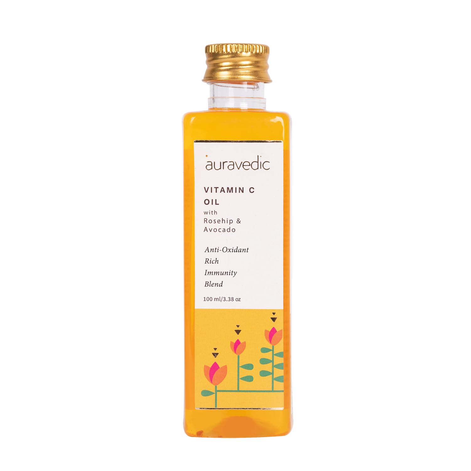 Auravedic Vitamin C Face Oil | with Rosehip, Avocado and Vitamin E | Natural & Organic Skin Moisturizer | Ayurvedic Facial Massa
