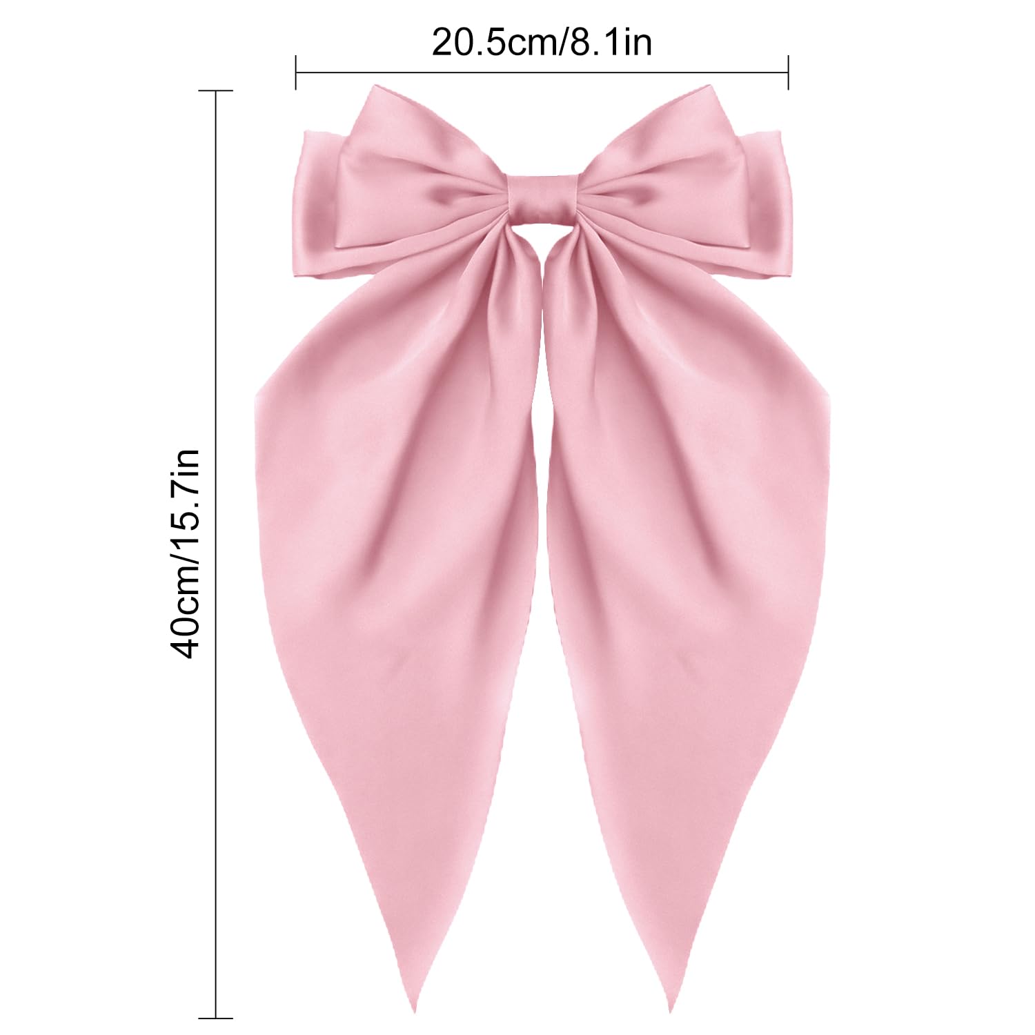 Atoden Women'S Hair Accessories - 4Pcs Oversized Satin Long Tail Bowknot Hair Clips With Metal Barrettes In Beige, Pink, Blue, P