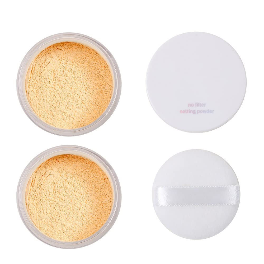 2 Pack PHOERA Banana Setting Powder, Control Oil Brighten Skin Color Cover Blemish Face Setting Loose Powder? (03# Banana)