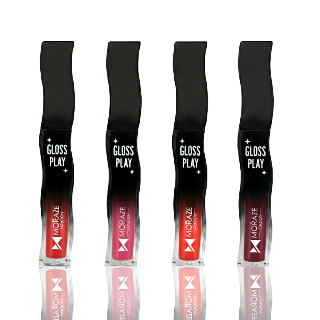 Moraze Lip Gloss Pack Of 4 | Glossy Lip Shine Set | NonSticky Hydrating Lip Gloss | Party Makeup, Office Look, Bridal Makeup, L
