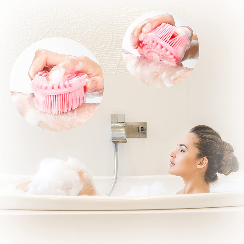 Tdhdike Silicone Body Scrubber Loofah - Set Of 3 Soft Exfoliating Body Bath Shower Scrubber Loofah Brush For Sensitive Kids Wome