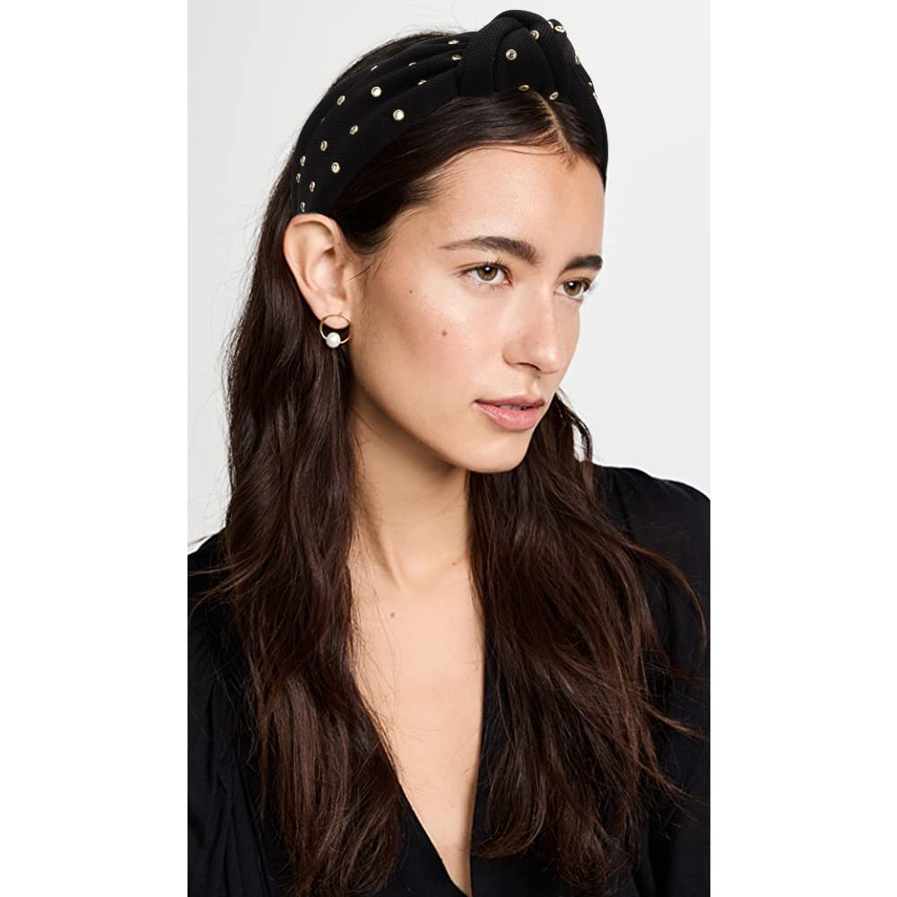 Atoden Rhinestone Knotted Headbands For Women - 2Pcs Beaded Crystal Jeweled Top Knot Hair Embellished Accessories, Black