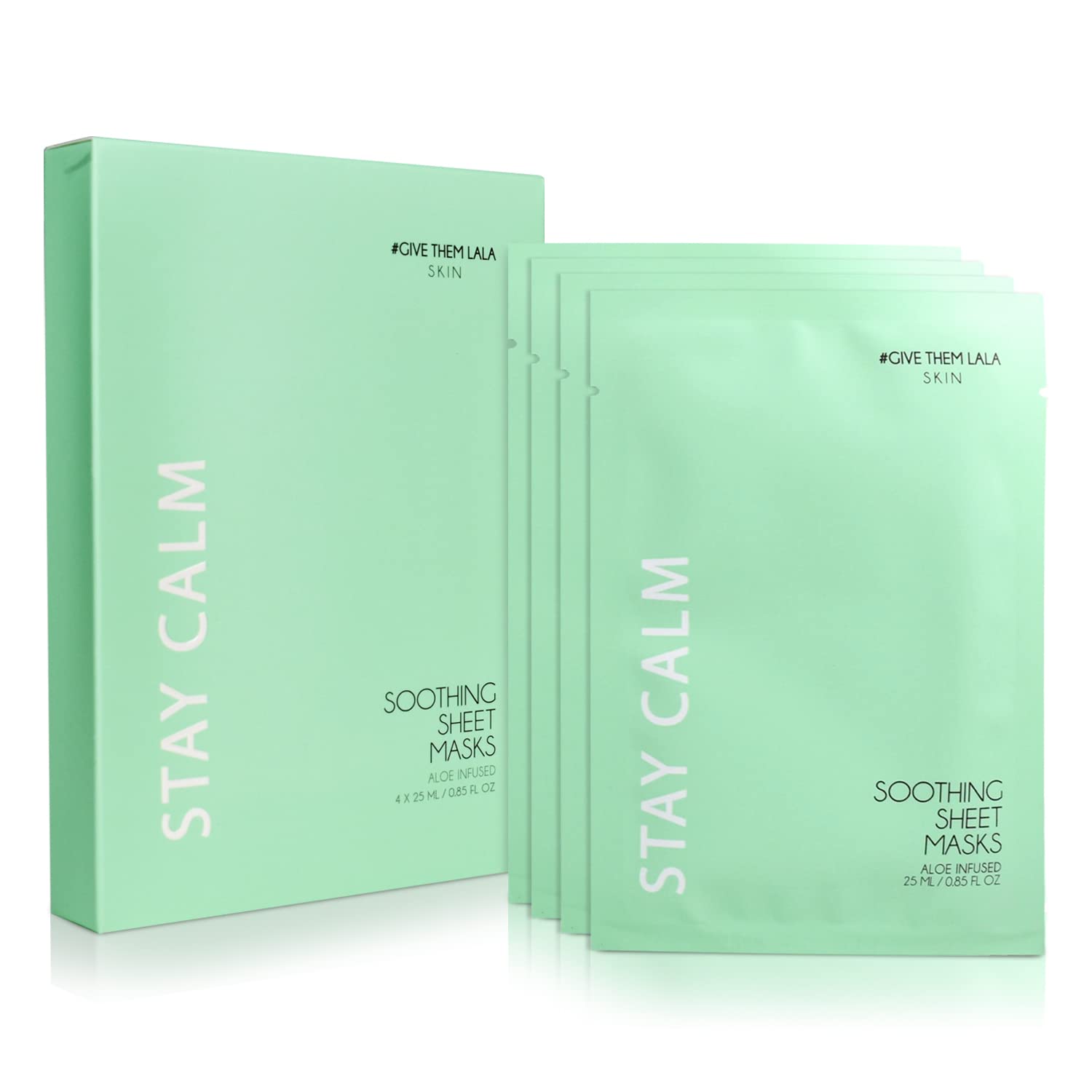 Give Them Lala Stay Calm Soothing Sheet Mask [Set Of 4] Calming Face Sheet Masks With Aloe Vera & Chamomile- Moisturizing Facial