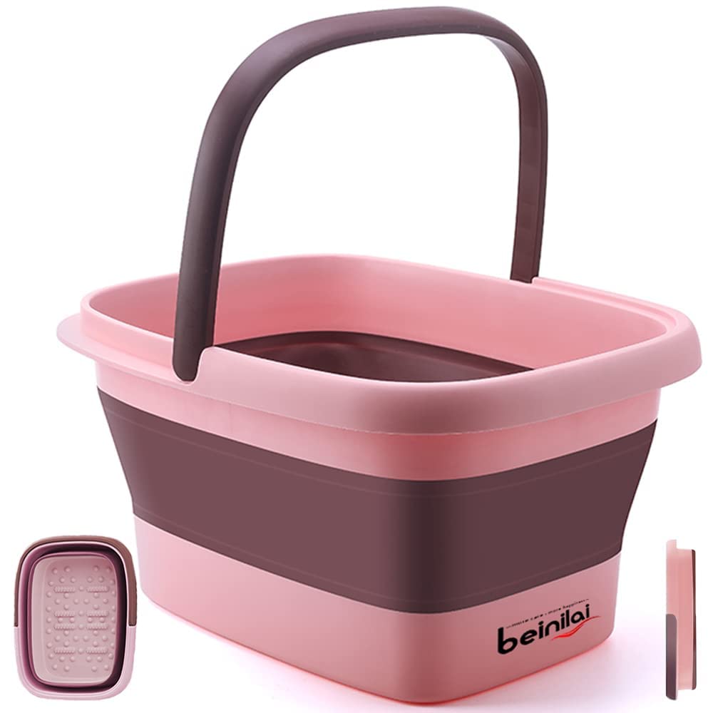 Foot Bath Collapsible Foot Soak Tub,Beinilai Collapsible Foot Bath Basin,Multifunction Plastic Basin With Handles,Foot Tub For S