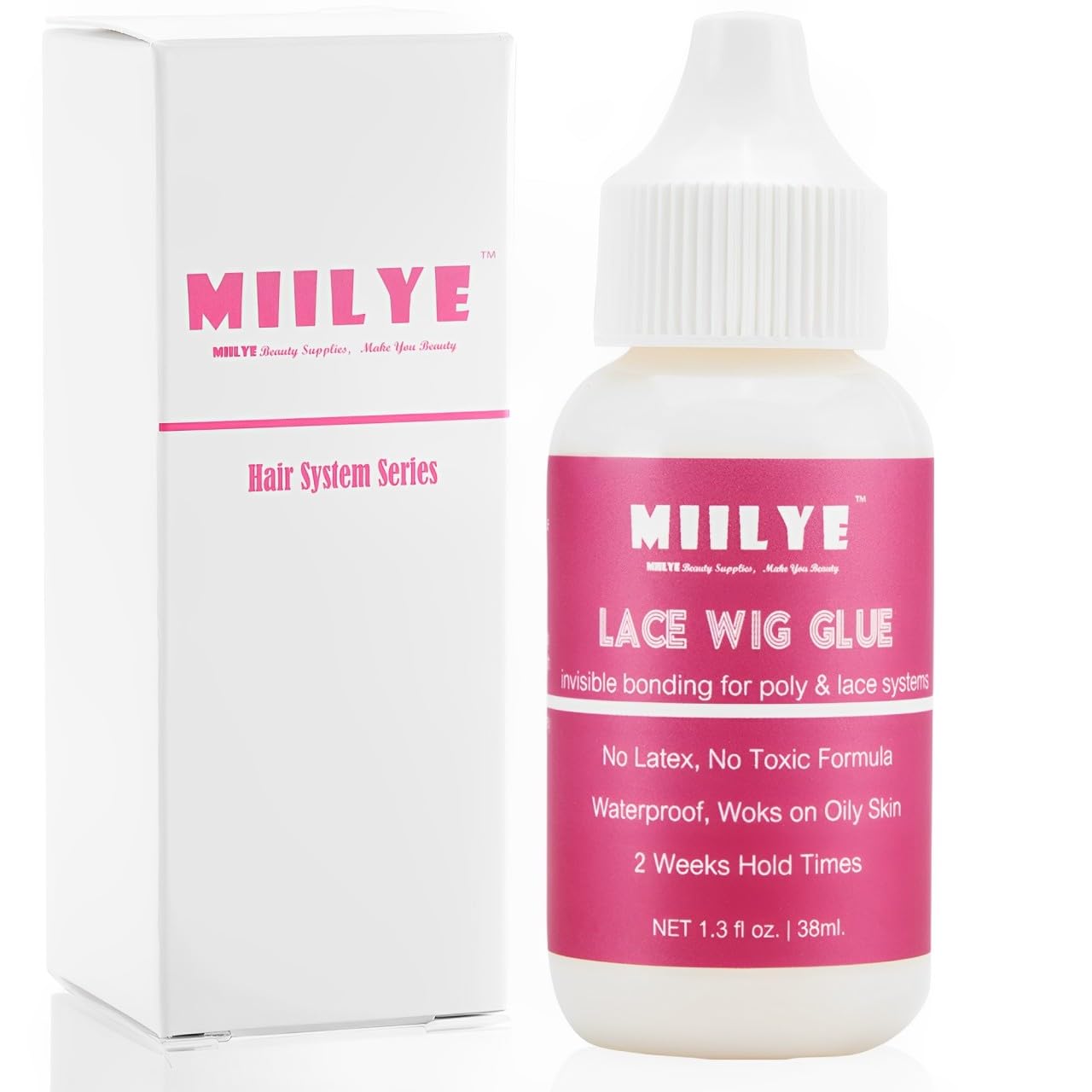 Miilye Lace Wig Glue, Strong Hold Lace Glue For Wigs, Waterproof Sweat Proof Lace Front Glue, Bond Glue For Lace Wigs, Invisible