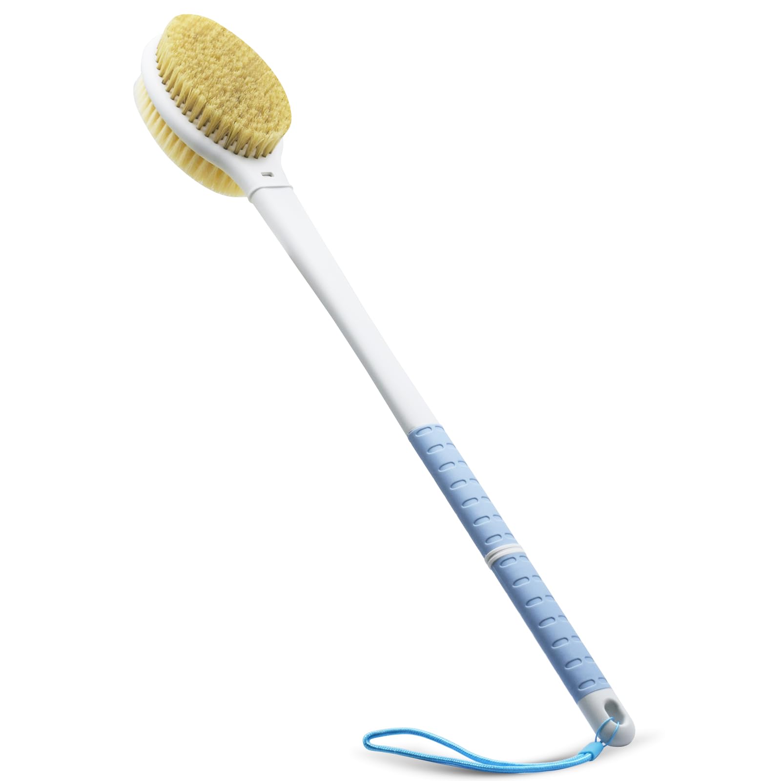 Shower Brush With Soft And Stiff Bristles,20.5'' Extra Long Handle Dual-Sided Back Scrubber Bath Brush Body Exfoliator For Wet O