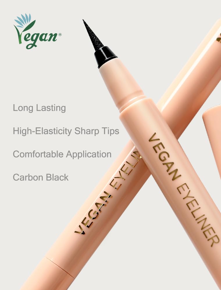 Mizon Liquid Vegan Eyeliner, Black, Long-Lasting, Waterproof, Smudge Proof, Sharp Tip, Quick Dry, Easy Cleansing (0.02 Fl Oz)