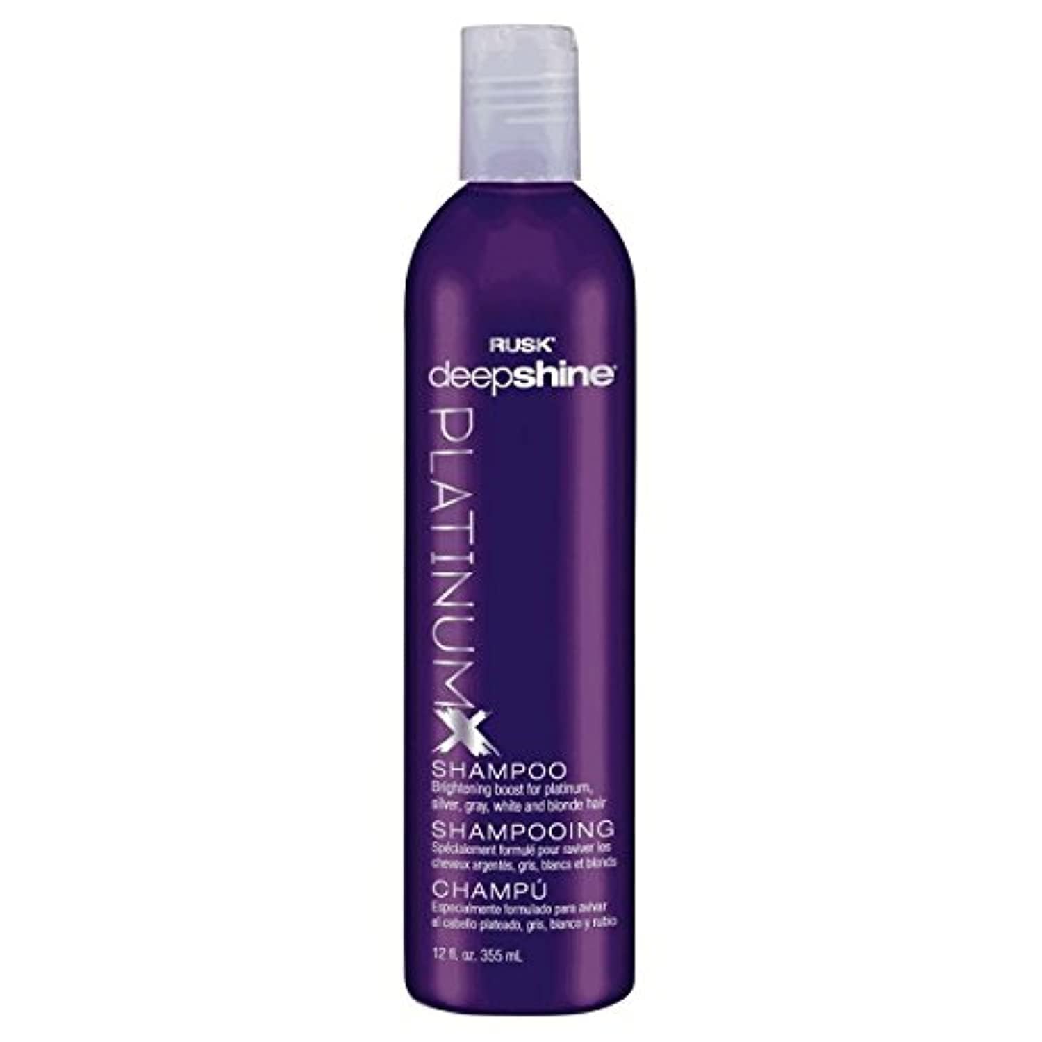 Rusk Deepshine Platinum Shampoo, 12 Oz, Gentle Cleansing Shampoo, Brightening Boost For Platinum, Silver, Gray, White, And Blond