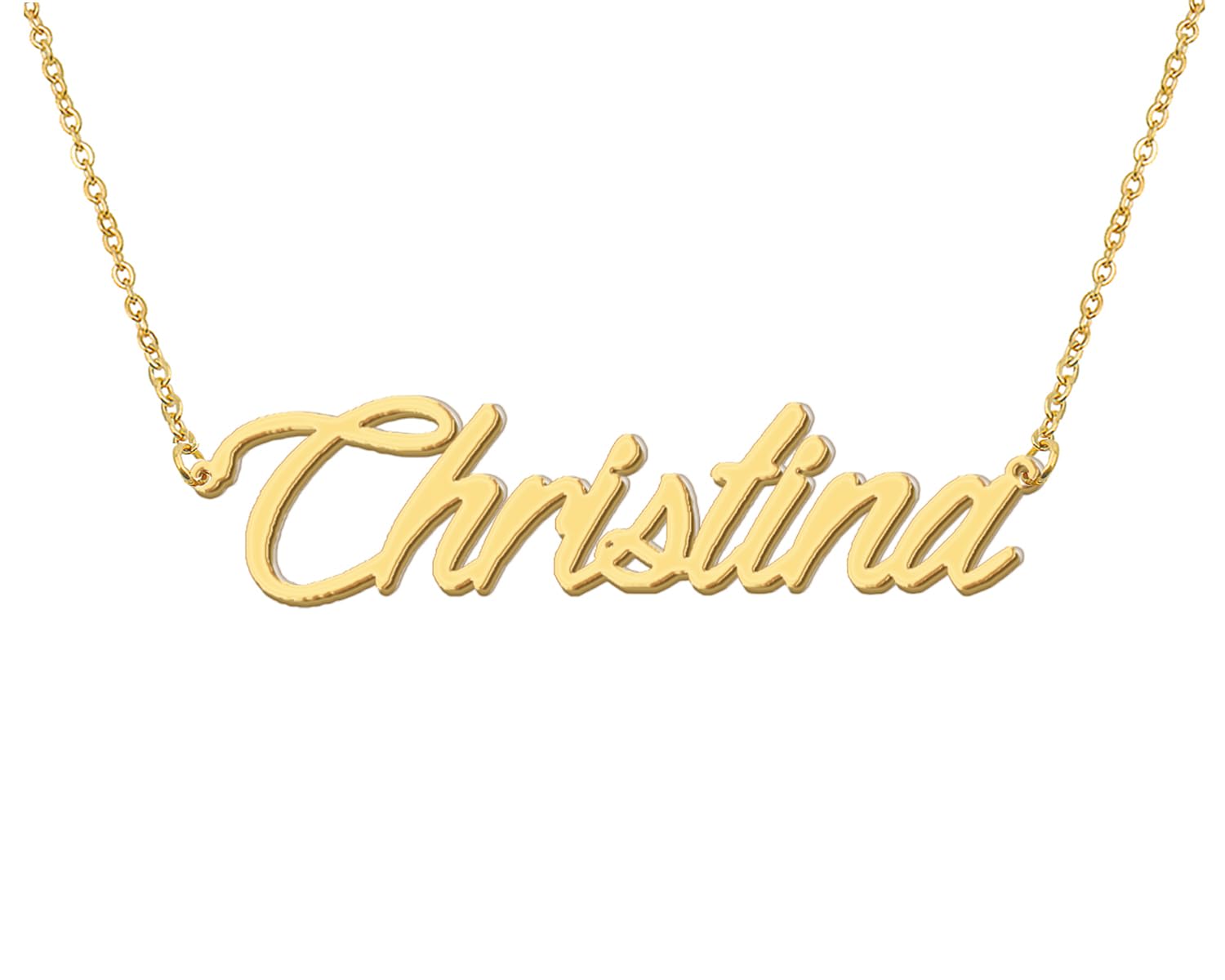 Aoloshow 18k Gold Plated Christina Name Necklace Dainty Nameplate Necklaces Womens Stainless Steel Jewelry for Best Friends