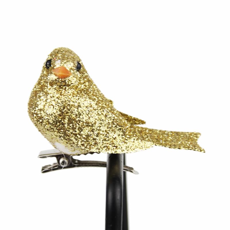 HOMSFOU 36 Pcs Glitter Bird Clip on Ornaments - Sequin Bird Ornaments for Women - Ladies Jewelry Hair Barrette - Birds Decor Hai
