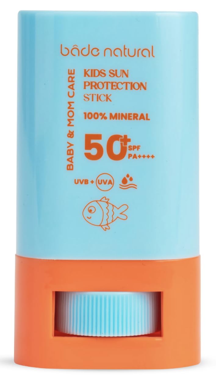 Bade Natural Kids Mineral Sunscreen Stick SPF 50+  100% Natural Zinc Oxide Sun Protection for Babies & Children, Broad Spectrum