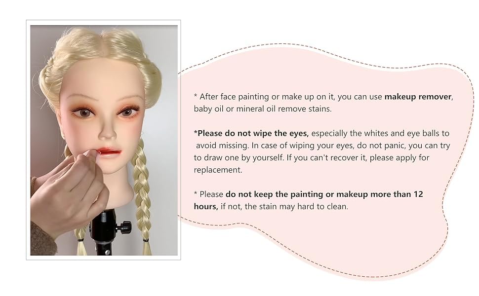 24'' Cosmetology Makeup Face Painting Mannequin Manikin Heads With Hair,Salon Styling Practice Braiding Doll Head- Synthetic Hai