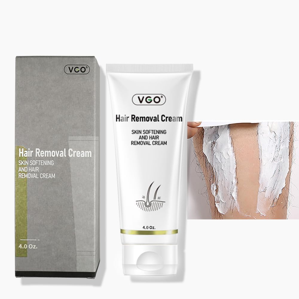 VGO Painless Hair Removal Lotion for Women & Men - For Unwanted Hair, All Skin Types, White, 4.02 oz