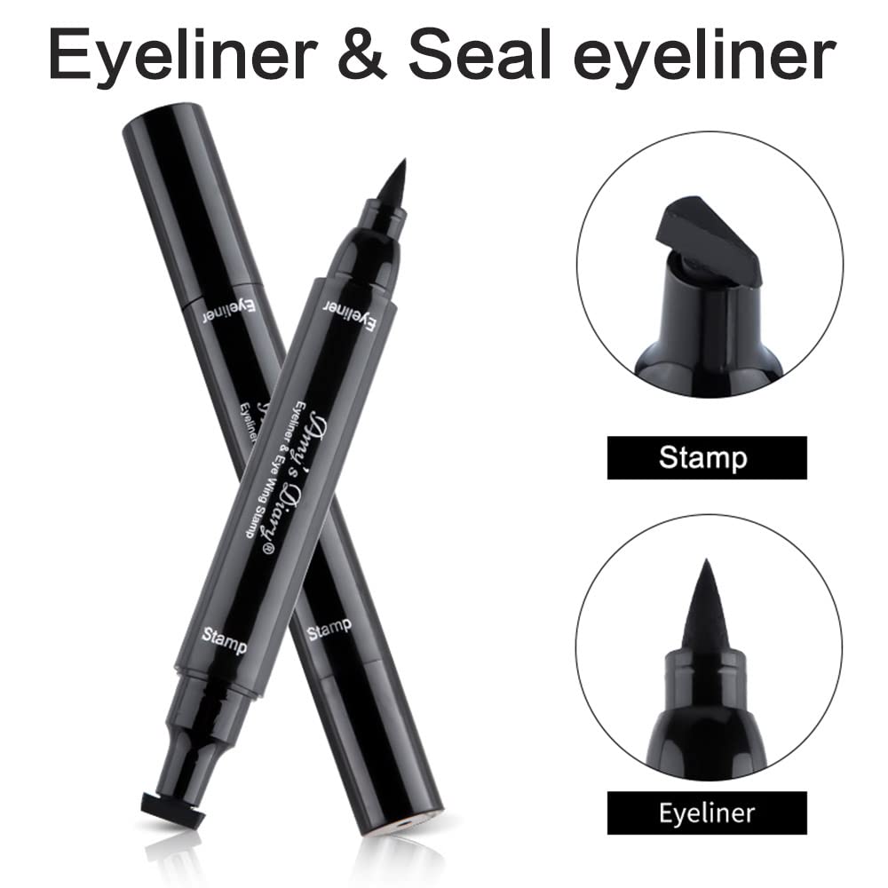Amy'S Diary Eyeliner Stamp 2 Pens Winged Stamp Eyeliner, Perfect Wing Cat Eye Stencil Stamp For All Eye Shapes, Winged Eyeliner