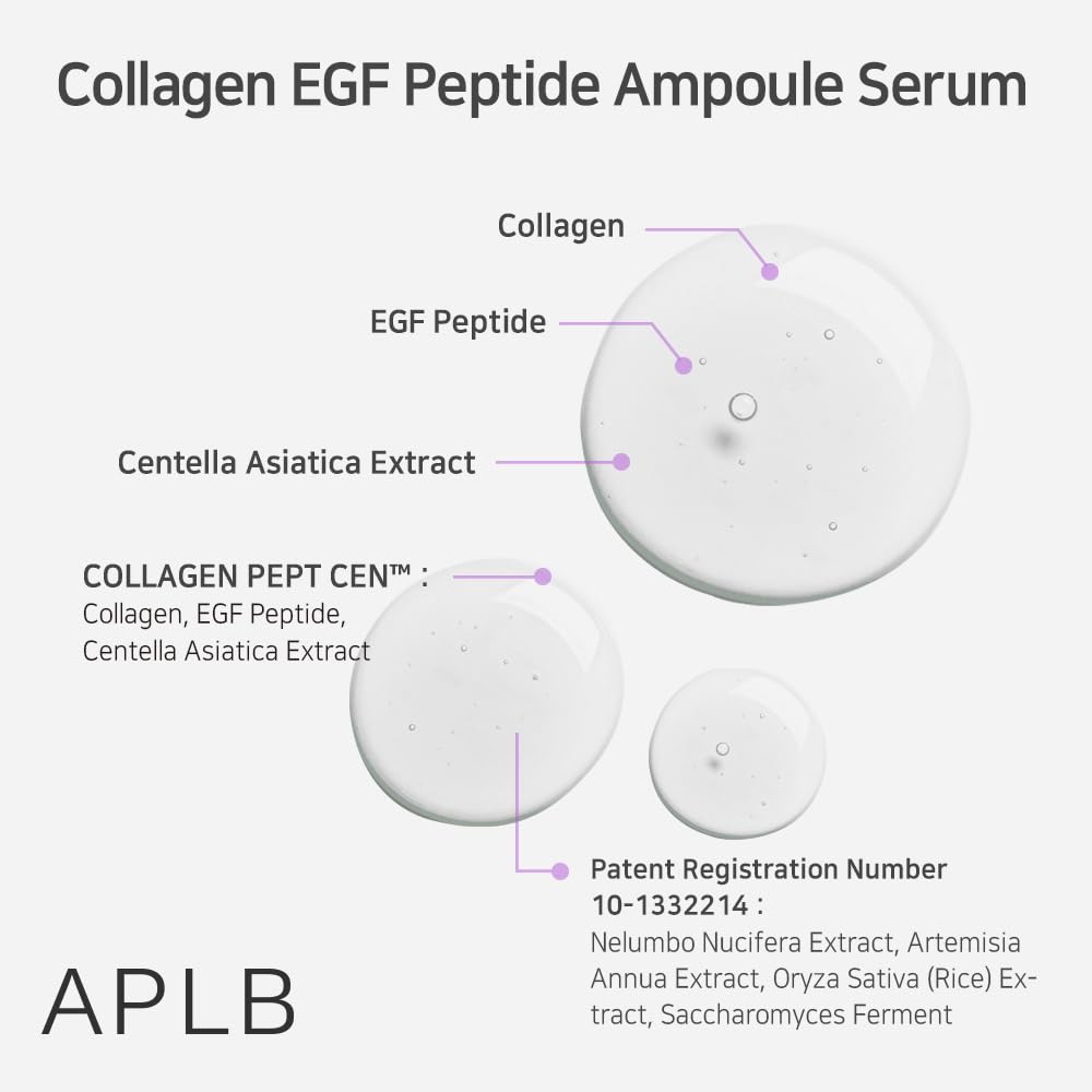 Aplb Collagen Egf Peptide Ampoule Serum | Collagen Pept Cen 35.9% 1.35 Fl.Oz/Korean Skincare, Elasticity Care, Long Lasting Mois