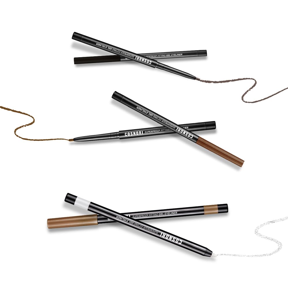 Cosnori Super Proof Fitting Gel Eyeliner 03 Walnut Brown - Smudge-Proof, Longwear Eyeliner Pencil, Soft Drawing 2Mm Ultra-Slim P