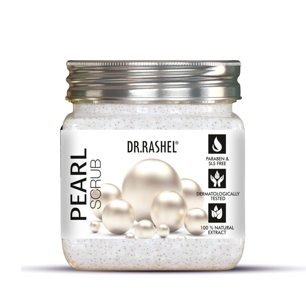 Dr.Rashel Pearl Scrub For Face & Body (380 Ml) | All Skin |Cleanser Scrub For Deep Exfoliation | Dead Skin Remover | Tan Removal