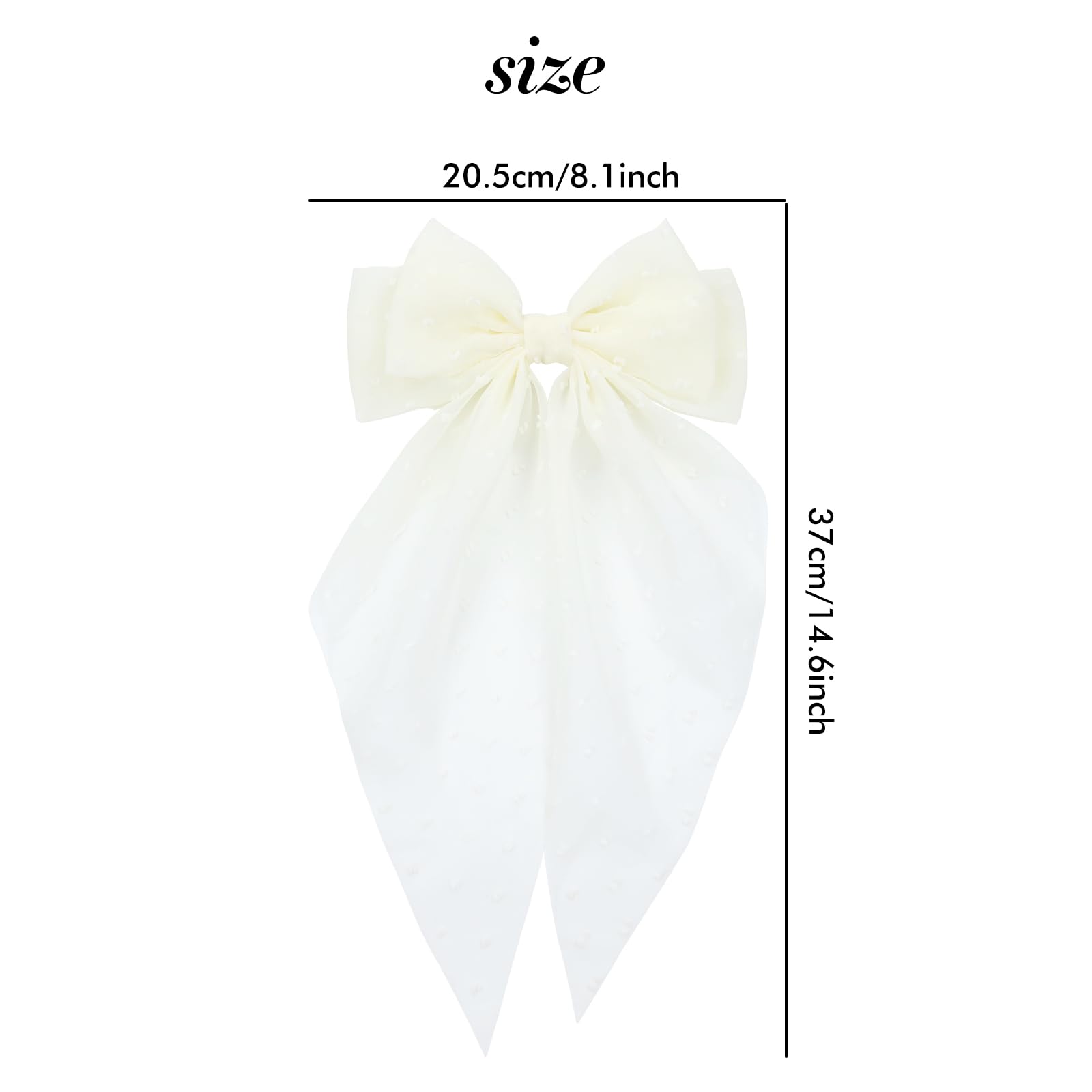 Cinaci 4 Pieces Large Big Oversized Chiffon Hair Bows With Long Tail Bow French Barrettes Hair Clips Accessories For Women Girls