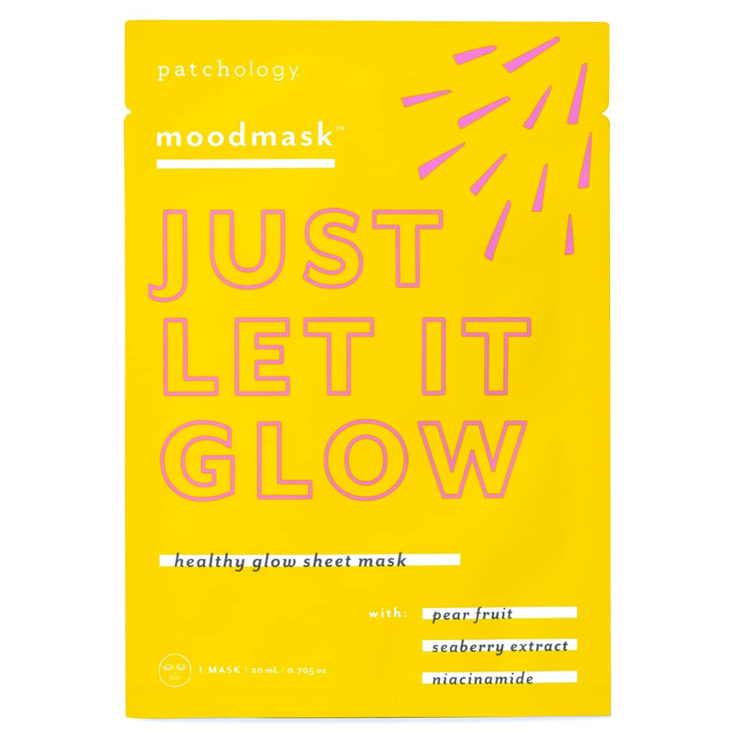 Patchology Moodmask Just Let It Glow Facial Sheet Mask - Men and Women Face Masks Skincare Sheet for Moisturizing, Hydrating, an