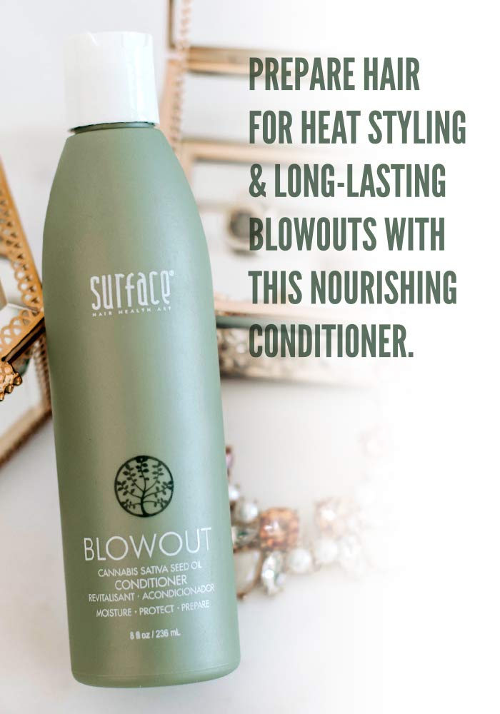 Surface Hair Blowout Conditioner For Women And Men, 8 Oz - Organic Conditioner And Heat Resistant Hair Style Protector With Baba