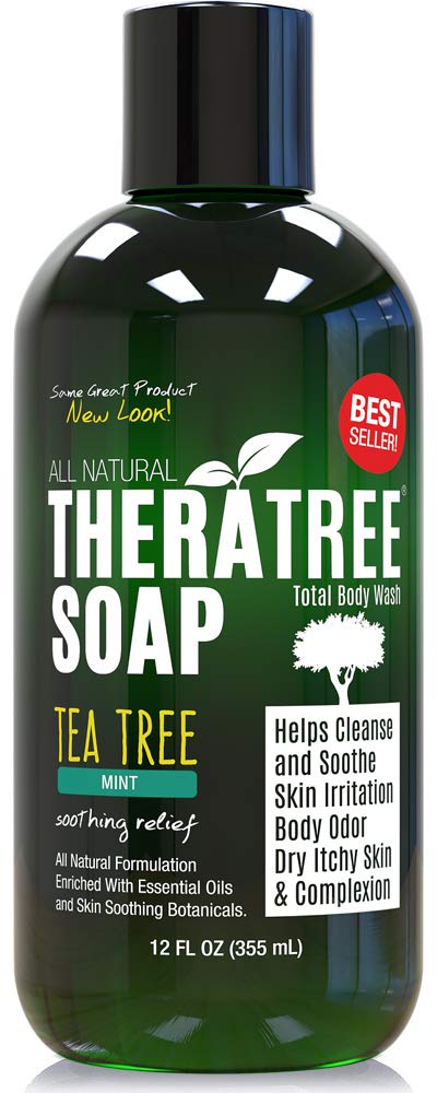 Oleavine TheraTree Tea Tree Oil Soap with Neem Oil - 12oz - Soothes Skin Irritation & Odor, Restores Complexion
