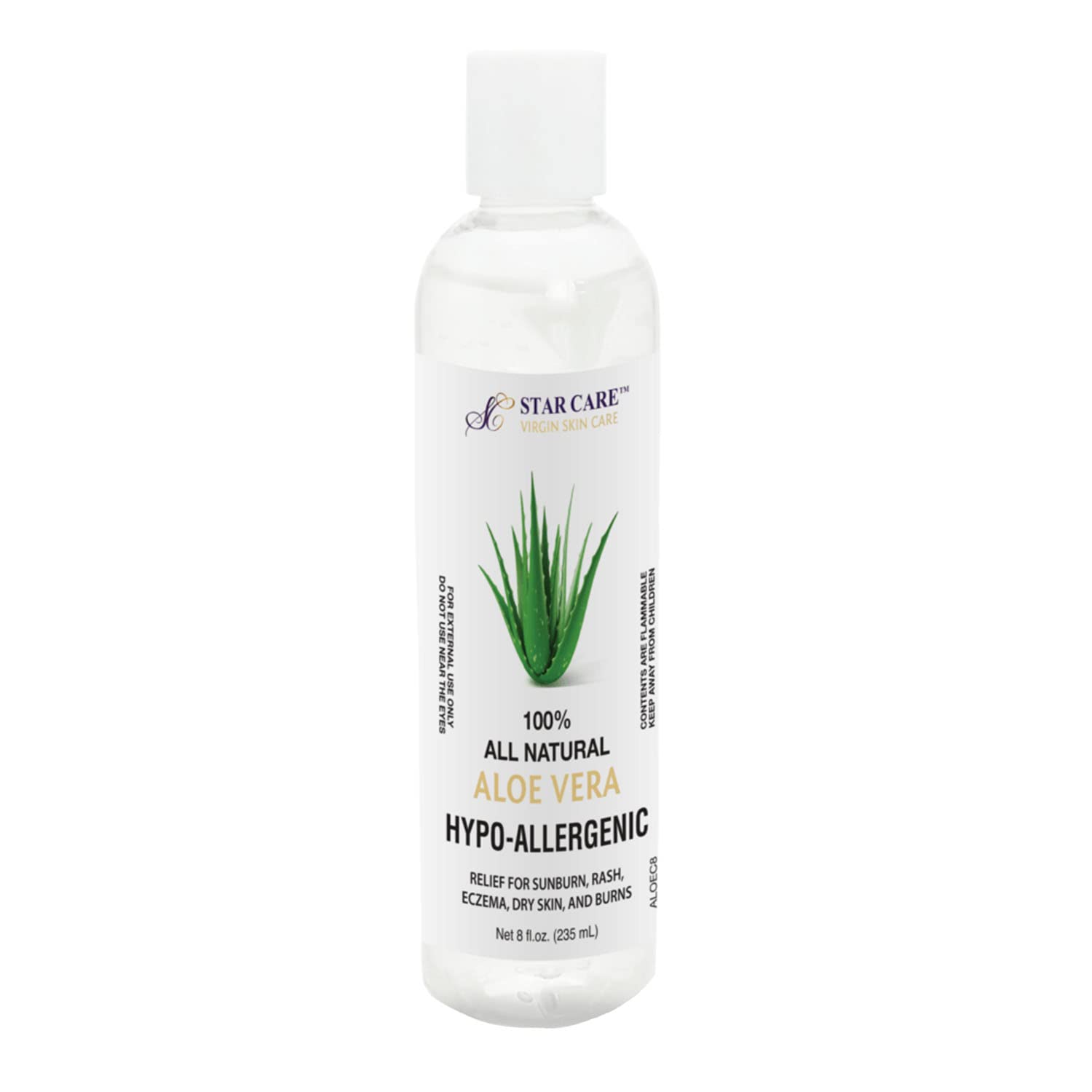 STAR CARE All Natural Aloe Vera Gel 8oz (Hypo-Allergenic)