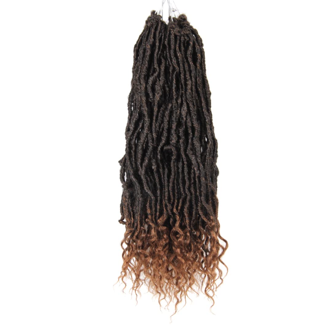 BOHOBABE 14 Inch New Faux Locs With Curly End 6 Packs Soft Locs Crochet Hair Short Natural Crochet Braids (6Packs,T30)