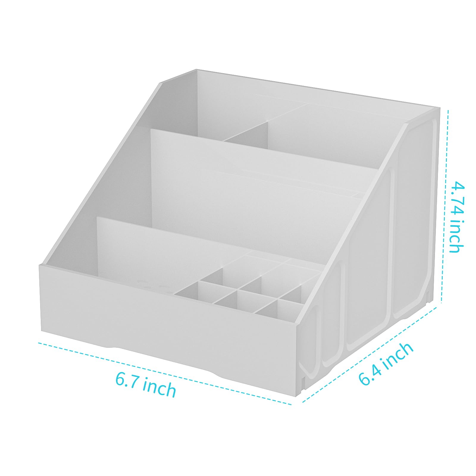 White Makeup Organizer For Vanity With 6 Lipstick Organizer,1 Makeup Brush Holder,3 Different Sized Compartments For Nail Polish