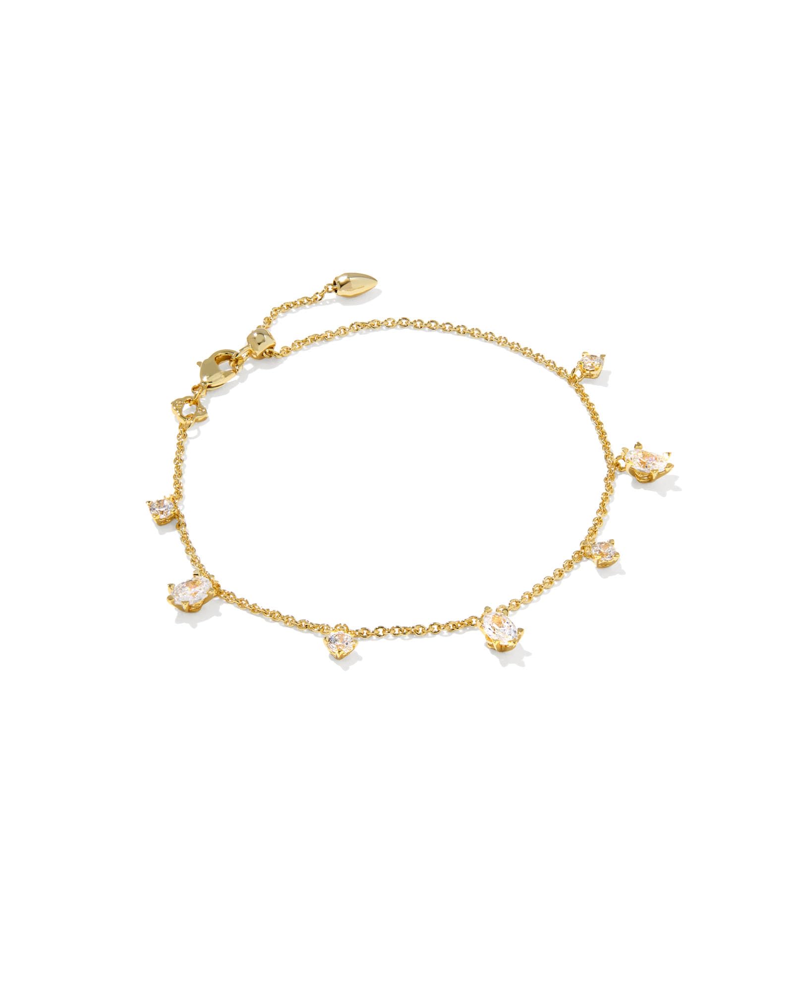 Kendra Scott Cailin Delicate Chain Bracelet, White Cubic Zirconia, 14k Gold-Plated Brass, Fashion Jewelry for Women