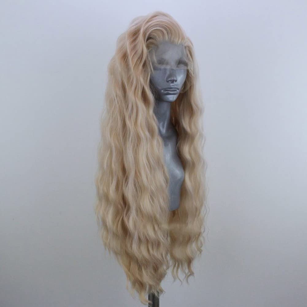 Wxhwcx Blonde Long Wavy Synthetic Lace Front Wig Middle Part Lace Wigs Synthetic Hair Wig For Women Daily Party Wig