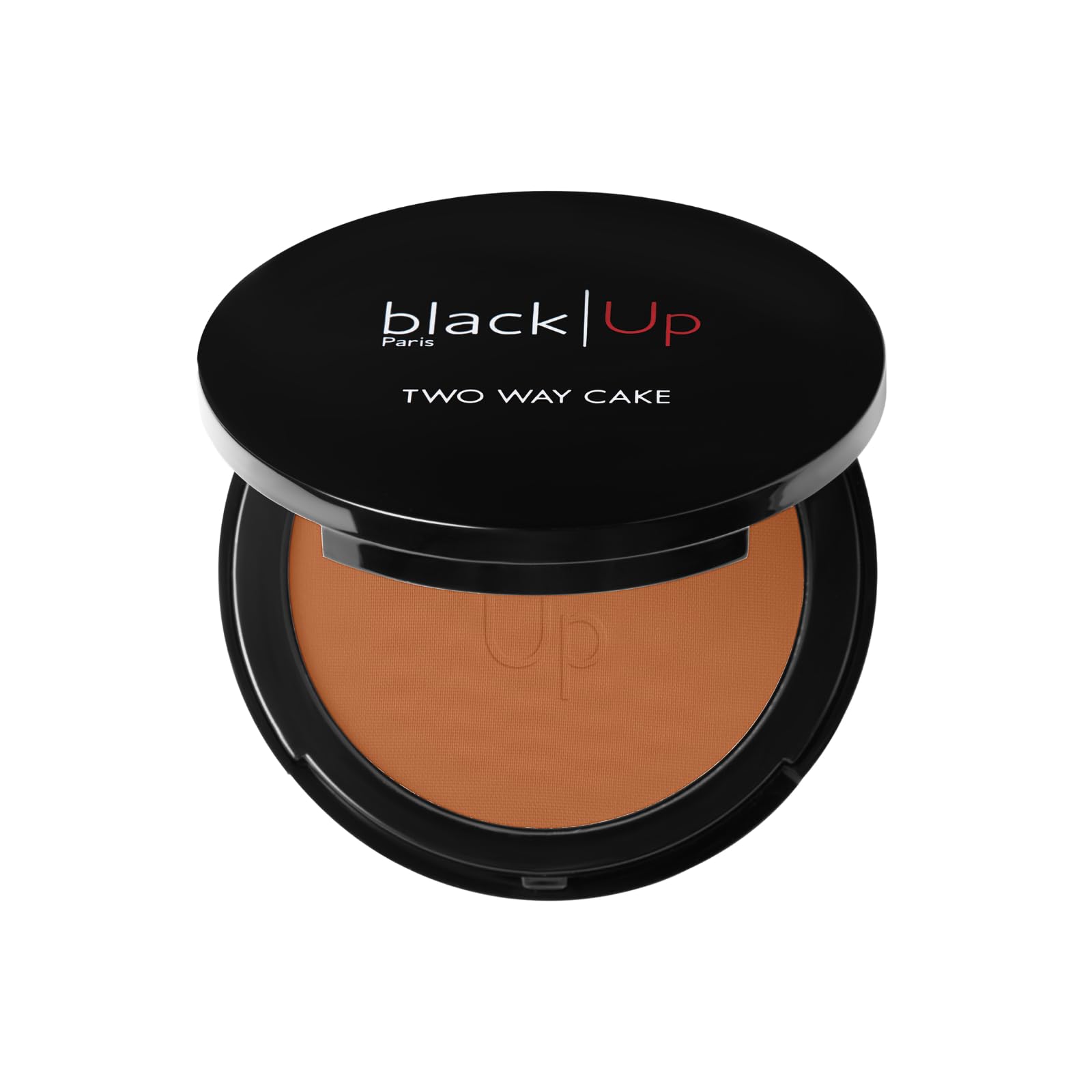 Black Up Two Way Cake Compact Face Powder Foundation Makeup Setting Powder Buildable Texture for Matte or Unified Finish Long La