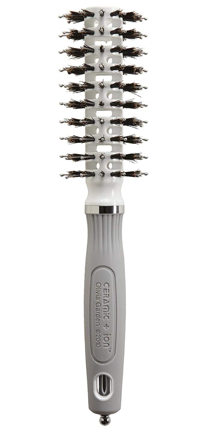Olivia Garden Ceramic + Ion Turbo Vent Combo Hair Brush (ionic & 100% boar bristles) (Petite 2)