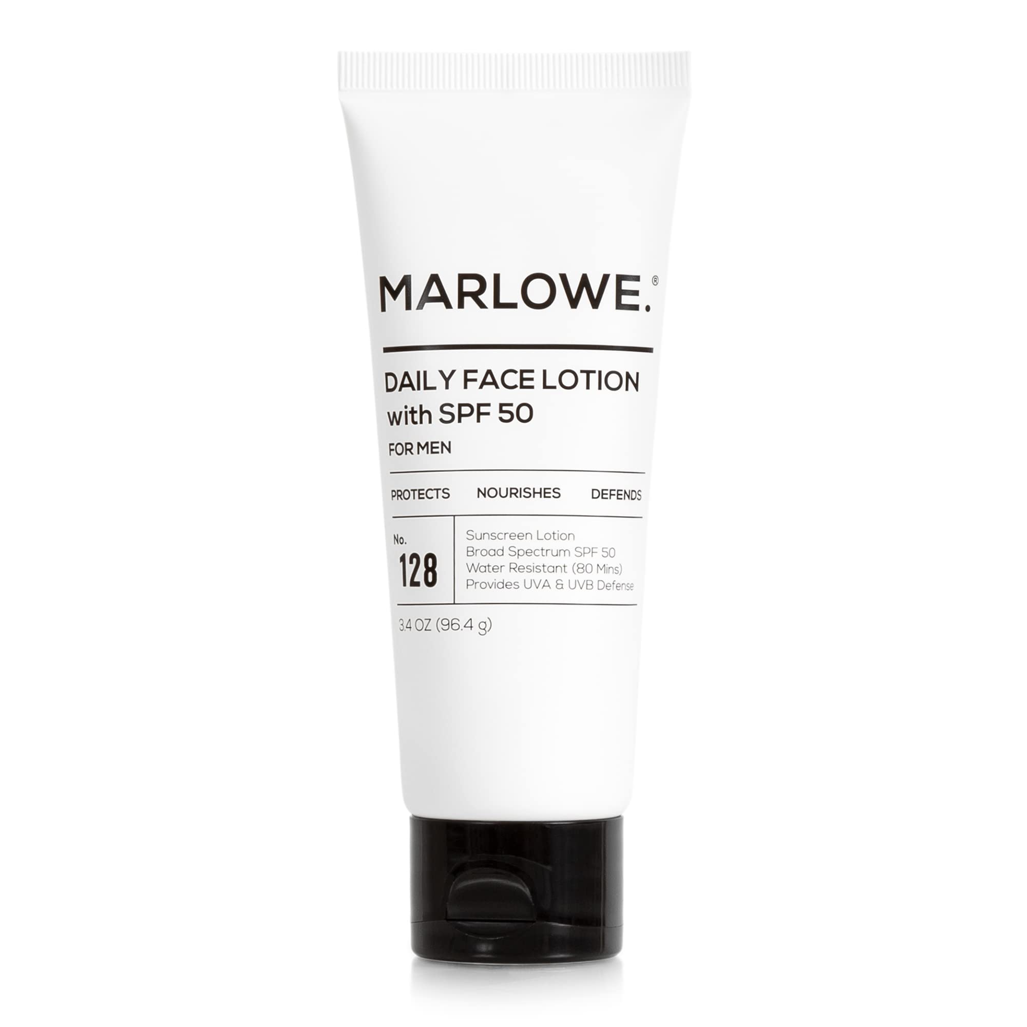Marlowe. No. 128 Men'S Facial Lotion With Sunscreen Spf 50, 3.4 Oz, Oil-Free, Lightweight Daily Face Moisturizer For Men, Includ