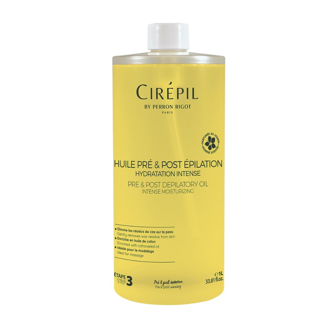 Cirepil - Pre & Post - Depilatory Oil - 1000 ml / 33.81 fl oz - Protects the Skin Before Waxing & Removes Wax Residue - Pre-Waxi