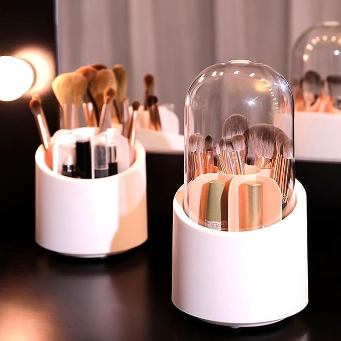Ali Shipping Makeup Brush Holder 360 Degree Rotating Large Capacity Office Supplies Organizer Dustproof Brush Storage For Liquid