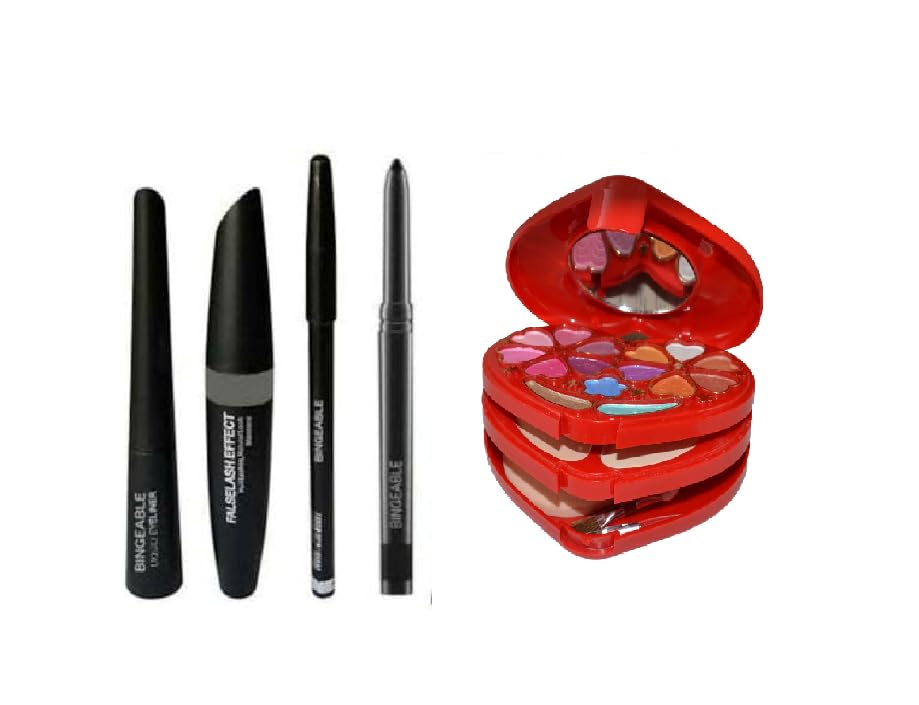 Swizhuda 5001 Multicolour Makeup Kit With 3In1 (Eyeliner, Mascara, Eyebrow Pencil) Combo And Kajal