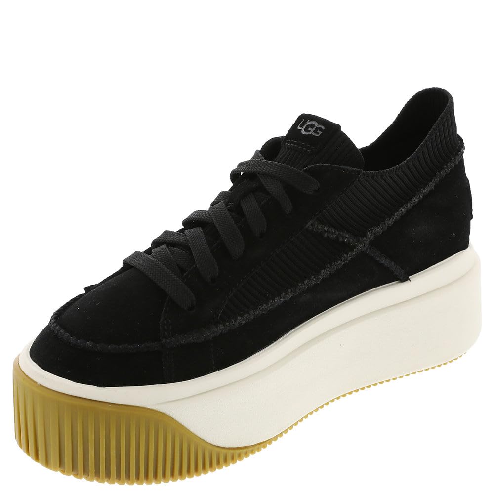 UGG Womens EZ-DUZZIT LACE Sneaker, Black, 8