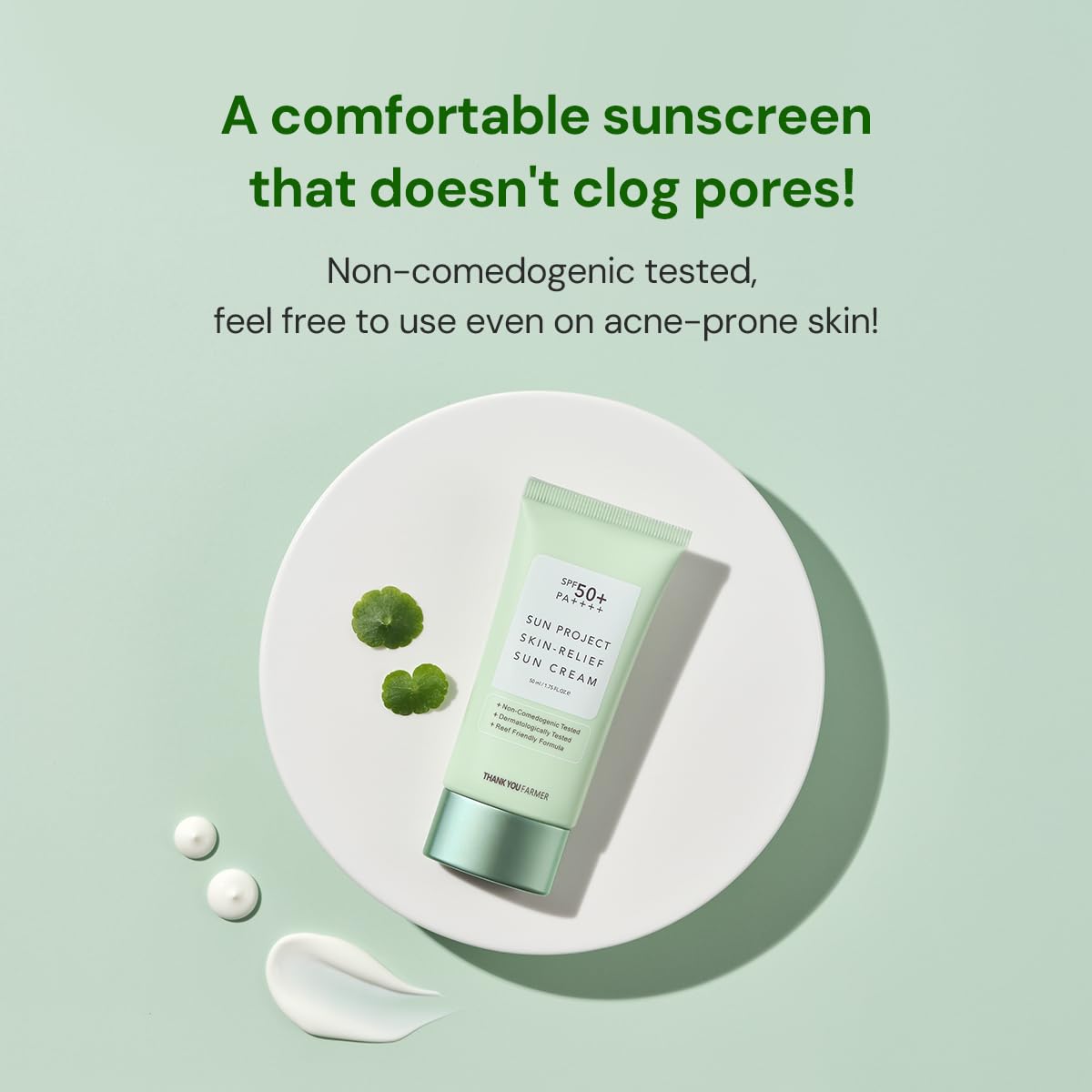 Thankyou Farmer Sun Project Skin Relief Sun Cream Spf50+ Pa++++ 175 Fl Oz - Centella Asiatica Extracts For Soothing, Reef Safe S