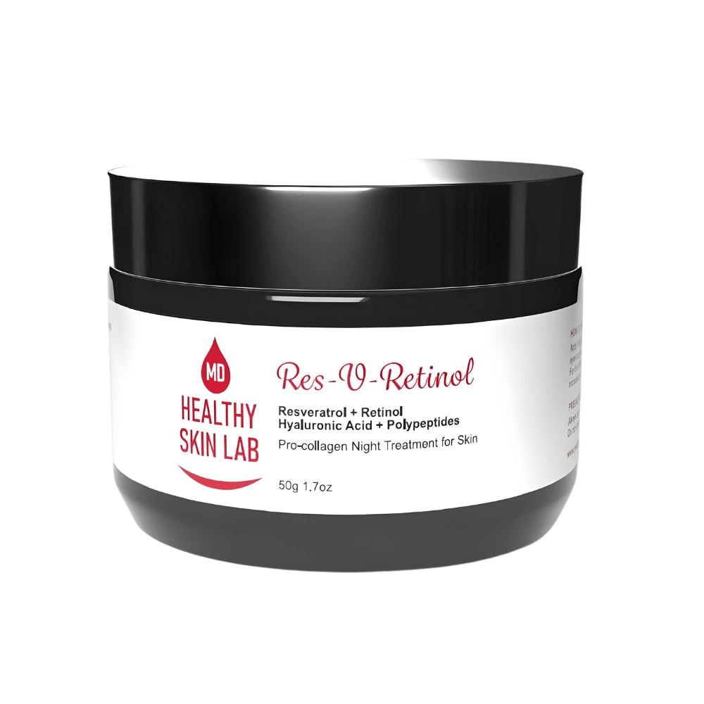 Healthy Skin Lab Res-V-Retinol Resveratrol Face Night Cream, Anti-Aging Neck & D  collet   Moisturizer With Retinol, Hyaluronic