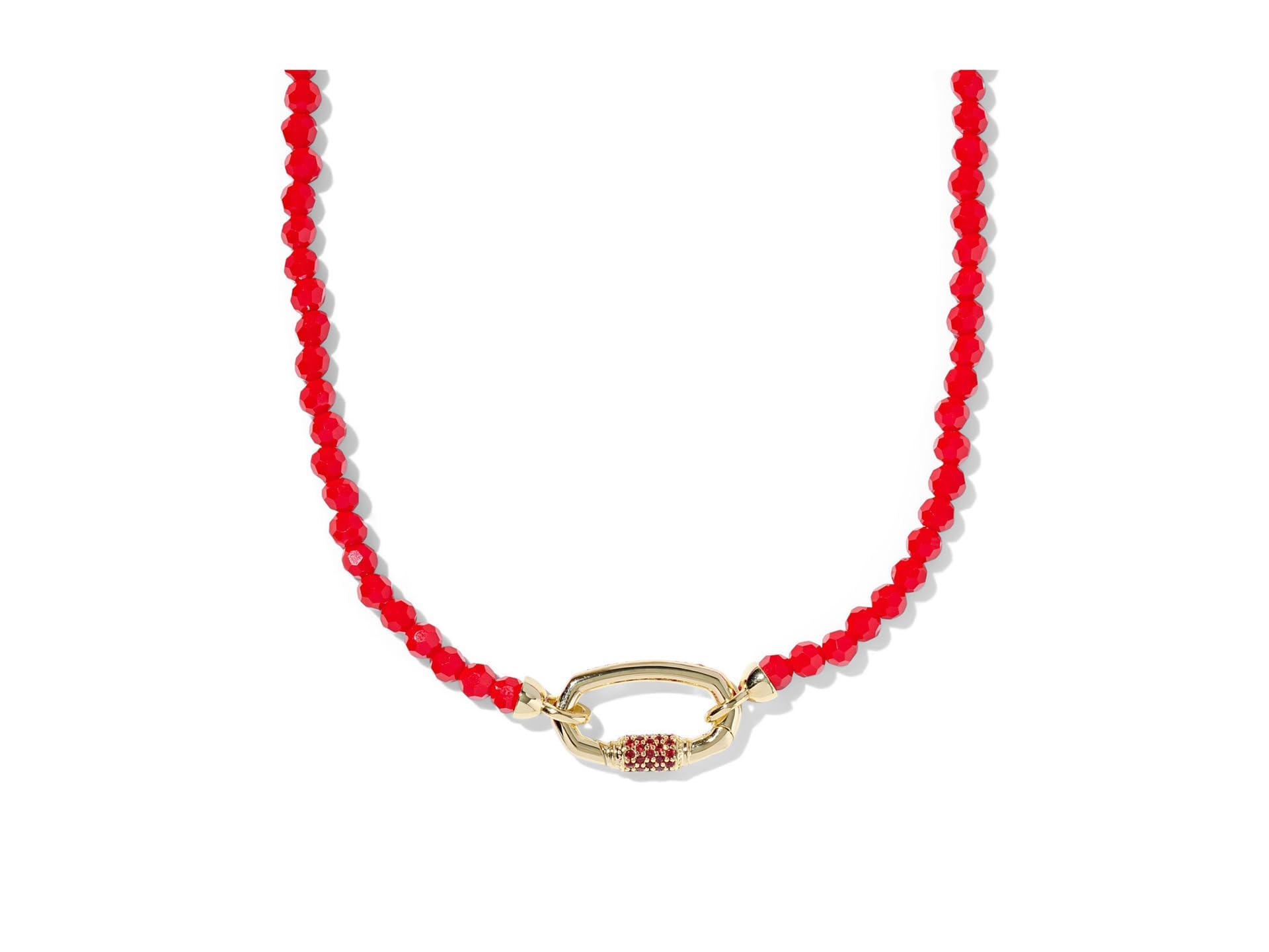 Kendra Scott, Womens, Emery Beaded Strand Necklace, Gold Red Glass, One Size