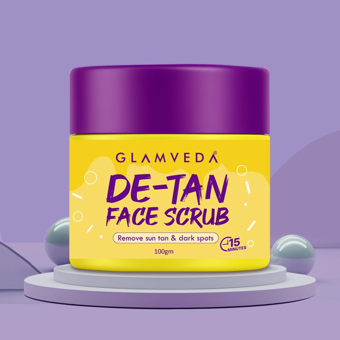 Glamveda De-Tan Scrub For Face 100Gm | Face Mask For Glowing Skin & Tan Removal | Cleanser, Dead Skin | Blackhead Remover For De