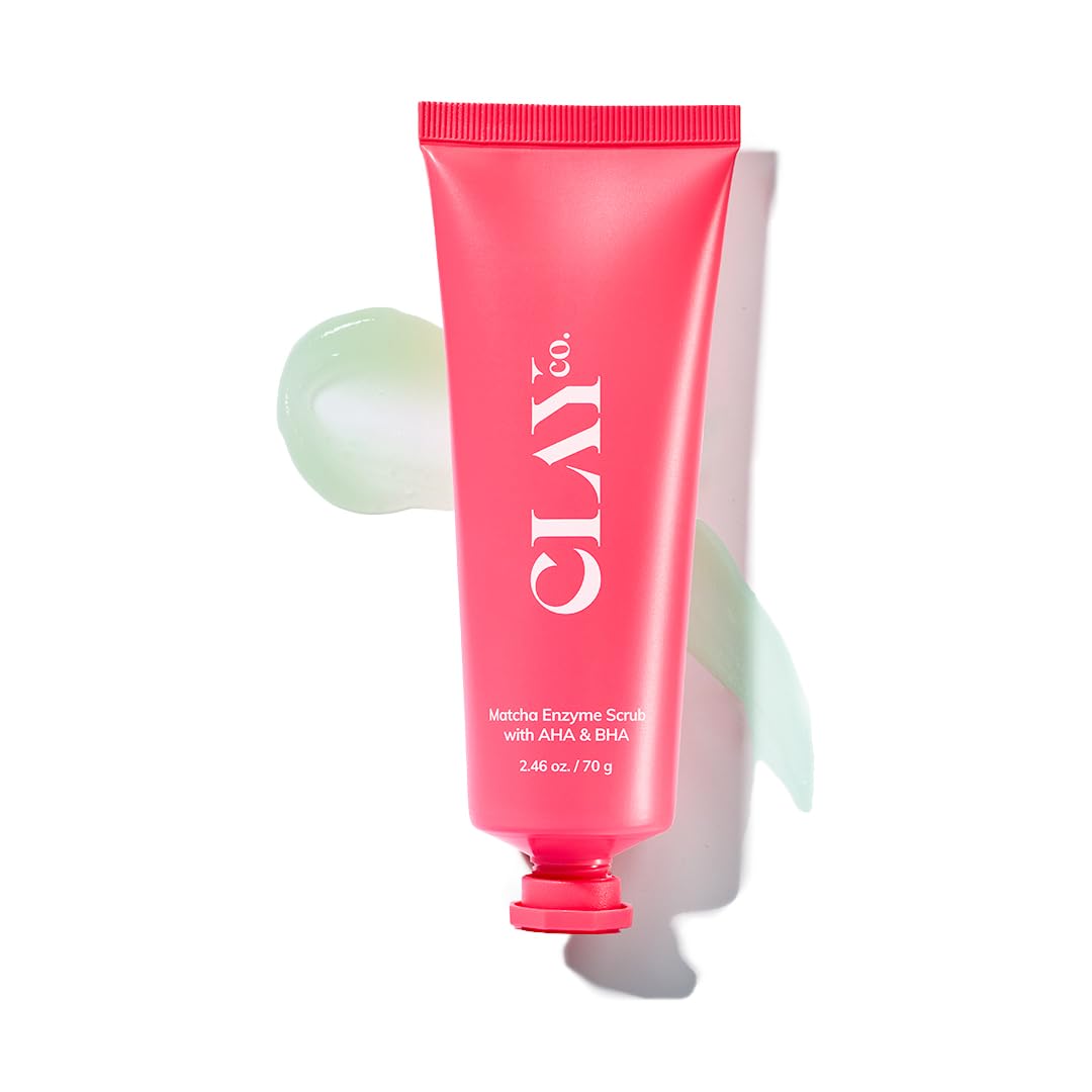 Clayco Matcha Enzyme Face Scrub With Aha + Bha For Gentle Exfoliation, Deep Pore Cleansing, Blackhead Removal, Skin Brightening 