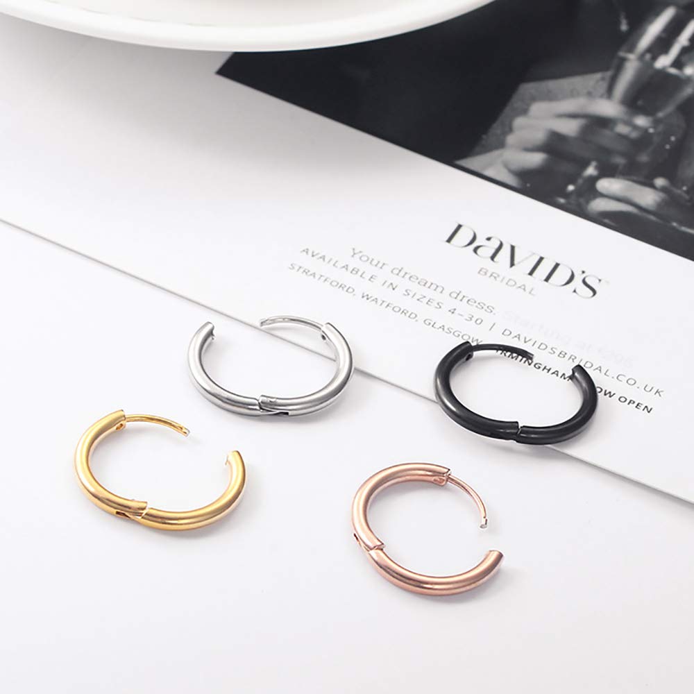 316L Surgical Stainless Steel Huggie Hoop Earrings 10mm Hypoallergenic Earrings Hoop Cartilage Helix Lobes Hinged Sleeper Earrin