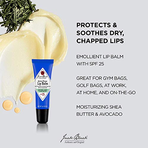 Jack Black Intense Therapy Lip Balm, 0.25-Oz., Pack Of 3 - Natural Mint & Shea Butter, Spf 25 Sun Protection, Lip Moisturizer, H
