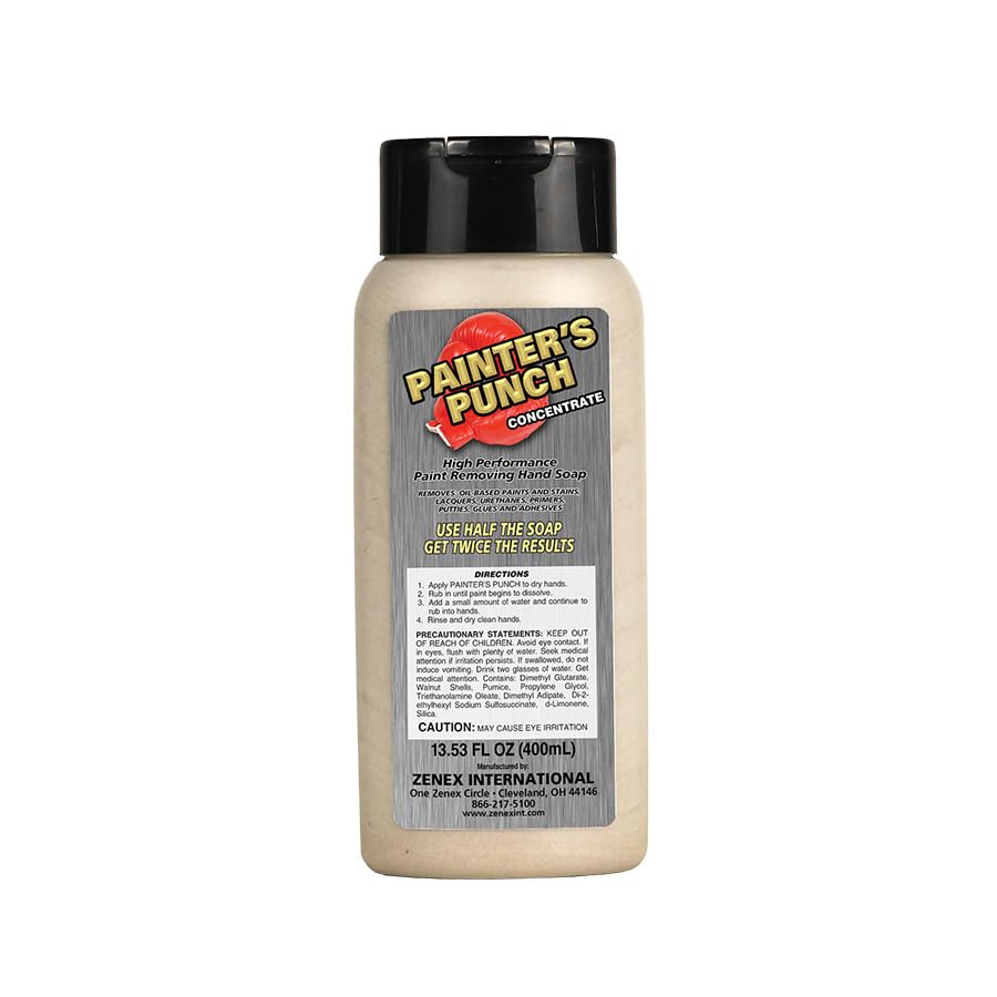 Zenex Painters Punch Hand Cleaner - Industrial Strength Solvent-Free Paint Removing Soap with Walnut Scrubbers | Moisturizes Ski