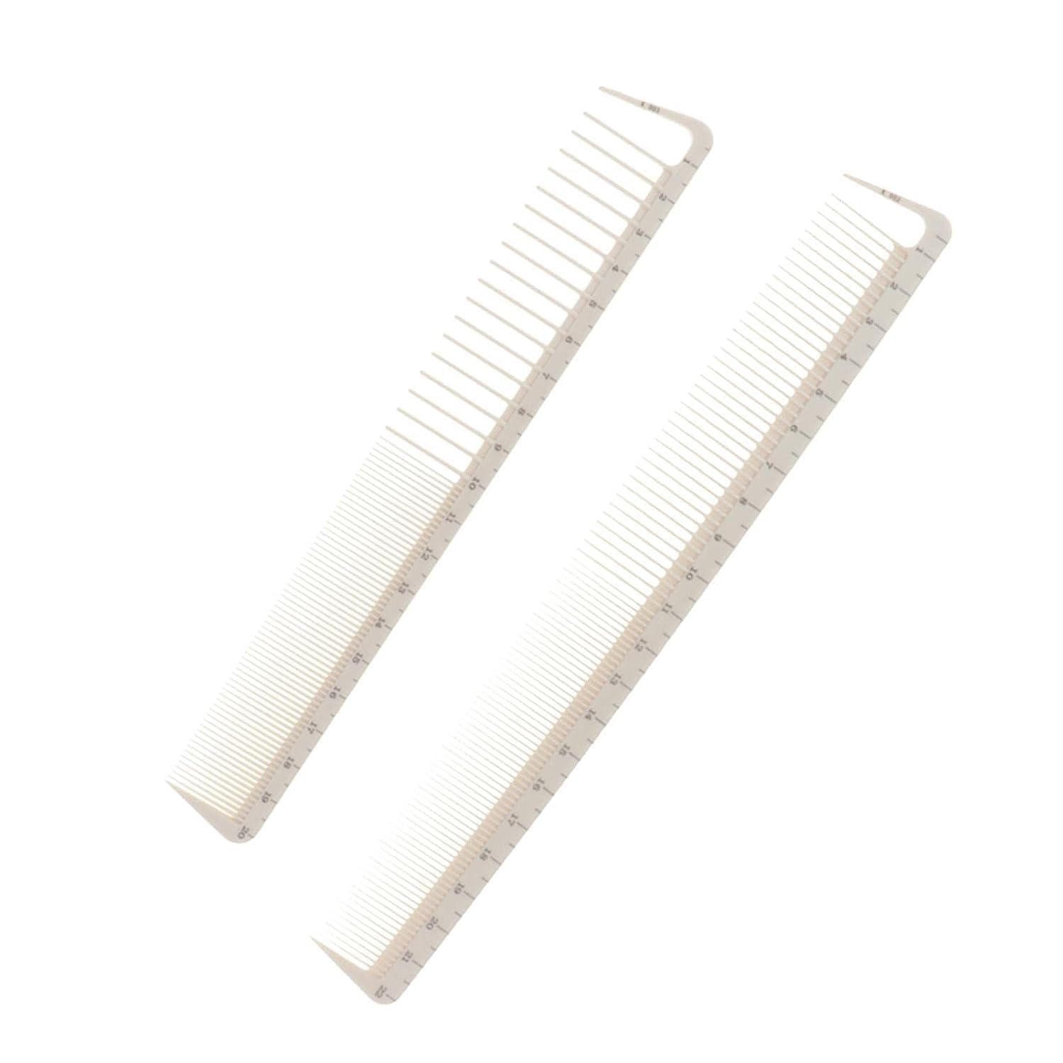 2Pcs White Professional Hair Cutting Combs Set, Salon Hair Styling Measure Combs, Anti Hairdressing Barber Combs,Hair Combs Styl