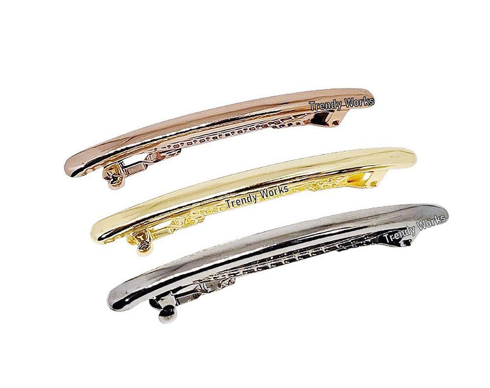 Trendy Works 3 Pieces Slim Back Clips Hair Barrettes Ponytail Hair Clips Hair Accessories For Women Girls (8.5Cm Length)