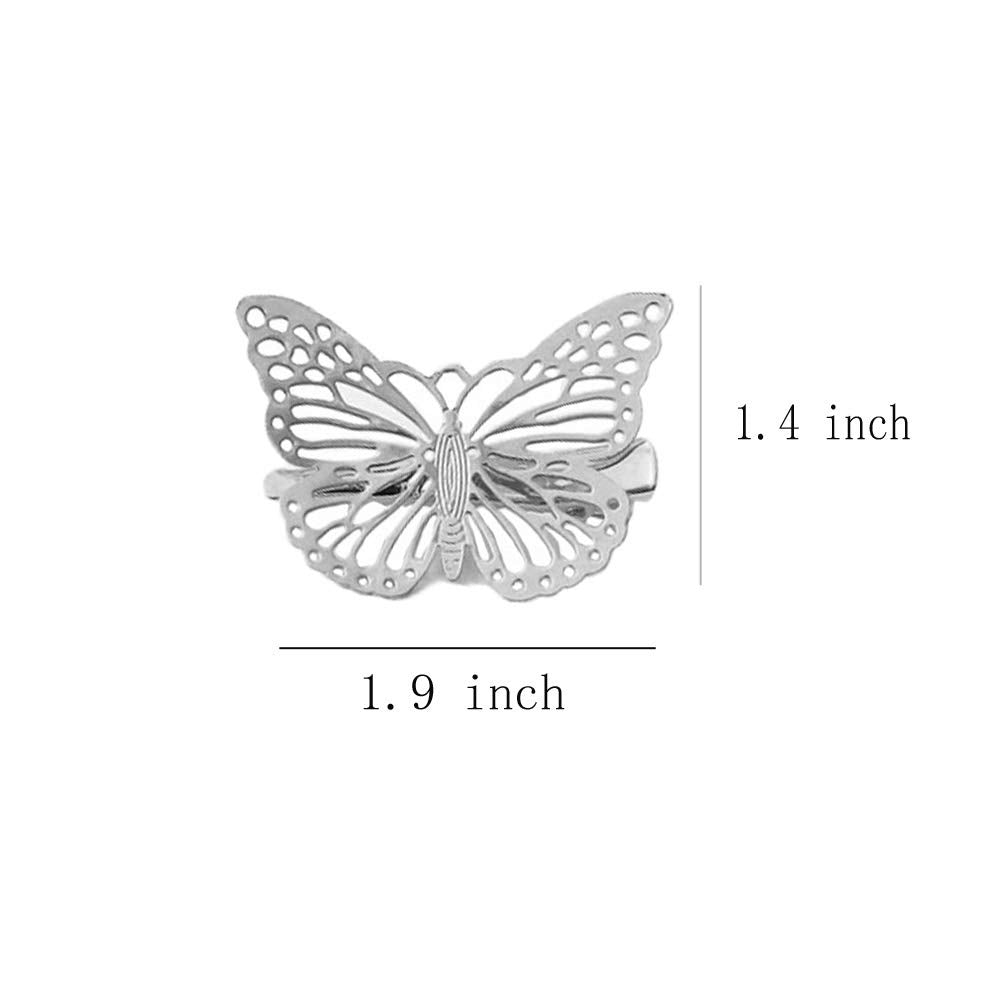 Obtanim Butterfly Hair Clips, 12 Pcs Cute Metal Butterfly Hair Claw Pins Barrettes Accessories For Girls And Women (Silver)